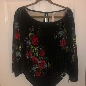 Free People,  velvet bodysuit, size L